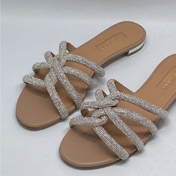 Aquazzura Moondust Crystal-Embellished Sandals size 35.5 - Picture 10 of 16